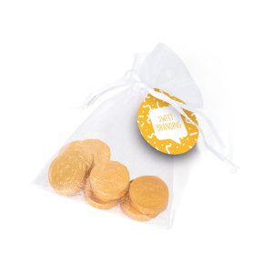 Organza Bag - Chocolate Coins, a branded confectionery printed with your logo (view 3)