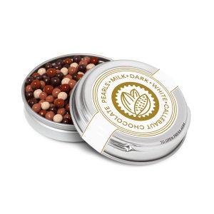 Caviar Tin - Chocolate Pearls - Silver, a branded confectionery printed with your logo (view 3)