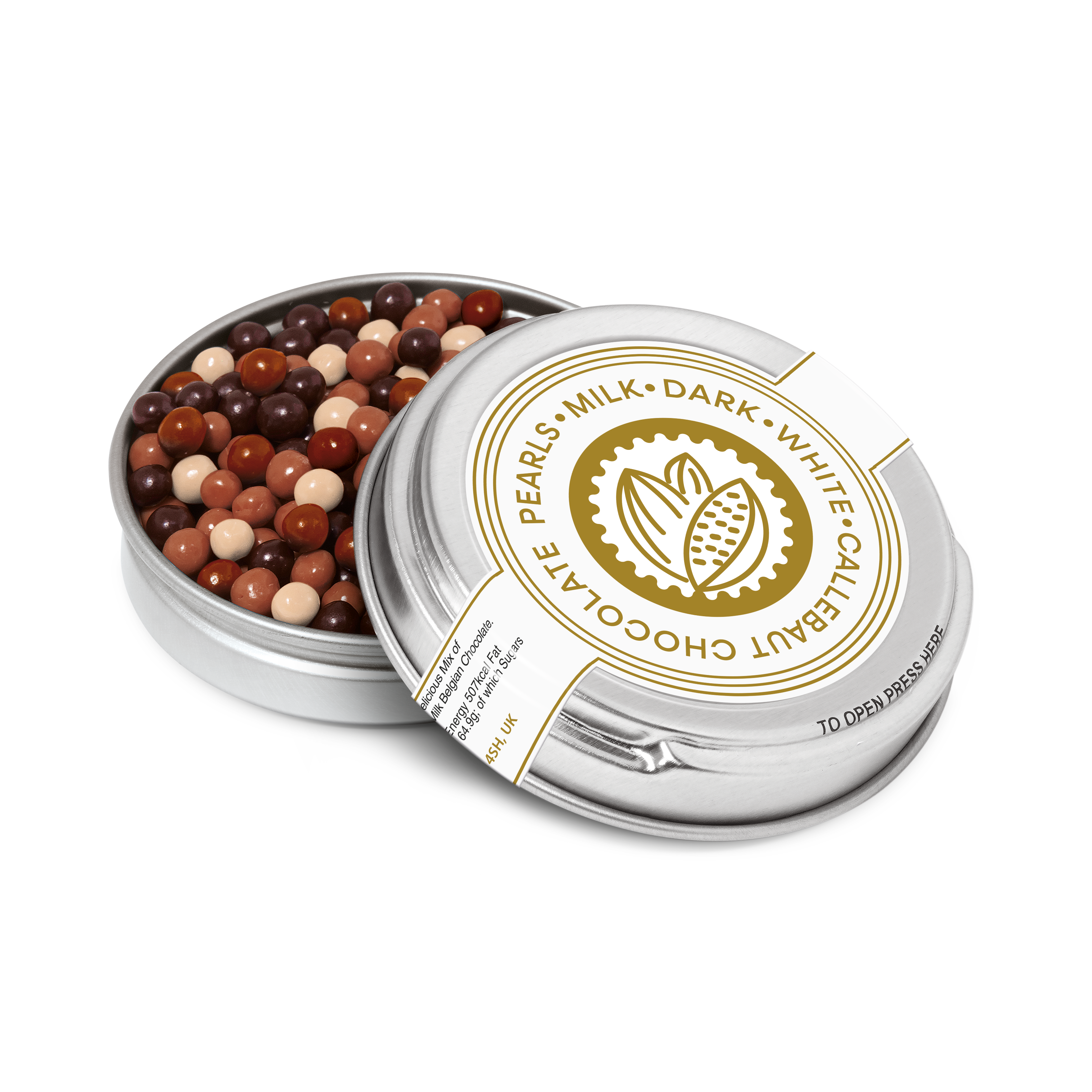 Caviar Tin - Chocolate Pearls - Silver