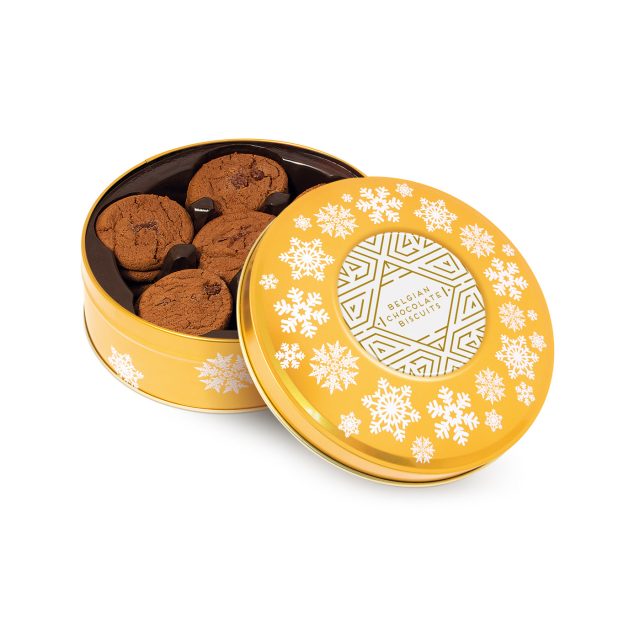 Winter Collection – Share Tin – Belgian Chocolate Cookies – Gold