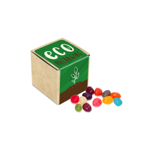 Eco Range - Eco Kraft Cube - Jelly Bean Factory® - 50g, a branded confectionery printed with your logo (view 3)