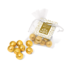 Organza Bag - Solid Chocolate Balls, a branded confectionery printed with your logo (view 2)