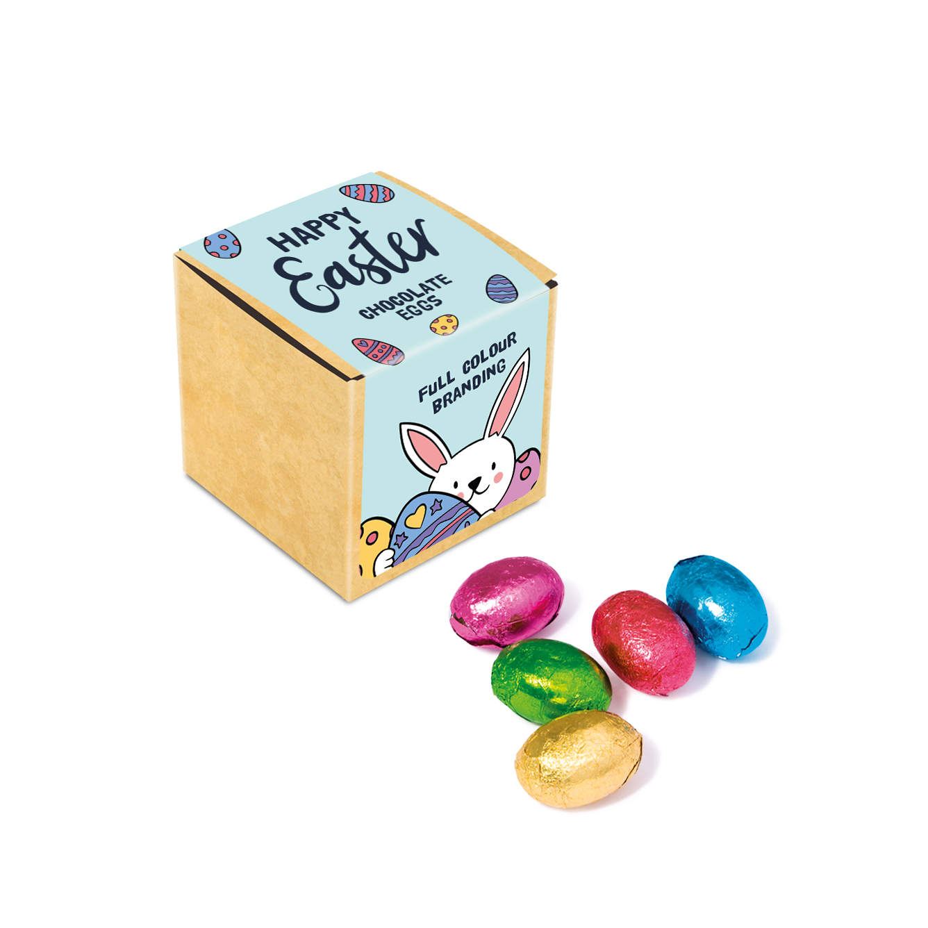 Easter - Eco Kraft Cube - Foiled Chocolate Eggs