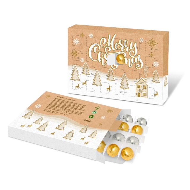 Eco Advent Calendars – A5 Calendar – Foiled Chocolate Balls