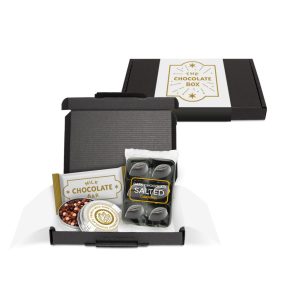 Gift Boxes - Mini Black Postal Box - Chocolate Edition, a branded snacks printed with your logo (view 2)