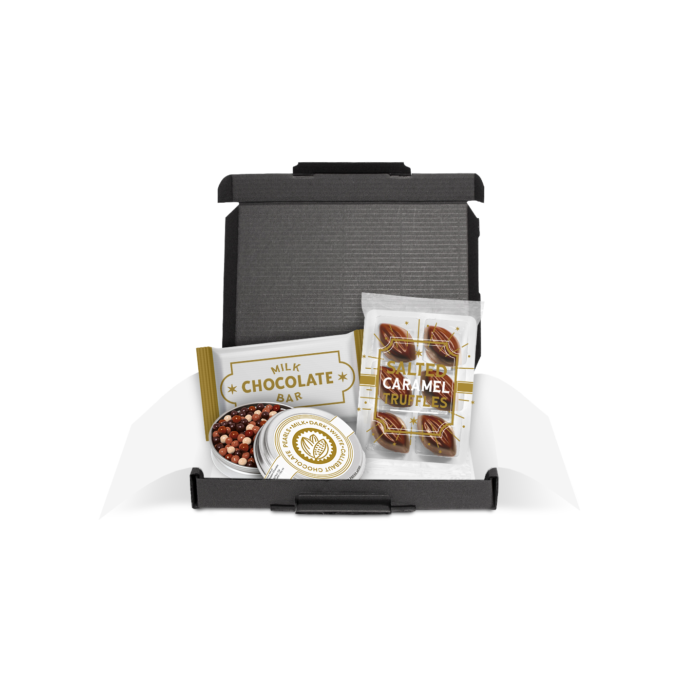 Gift Boxes – Mini Black Postal Box - Chocolate Edition