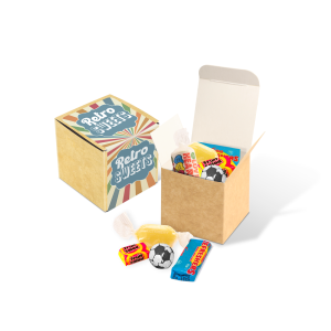 Eco Range - Eco Kraft Cube - Retro Sweets, a branded confectionery printed with your logo (view 3)