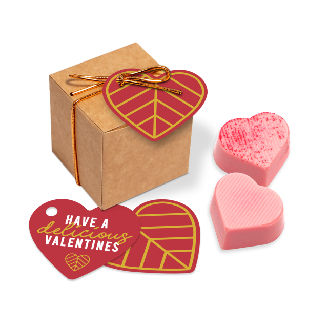Valentines – Eco Kraft Cube - Raspberry Heart Truffles