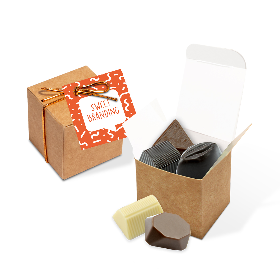 Eco Kraft Cube With 5 Chocolate Truffles