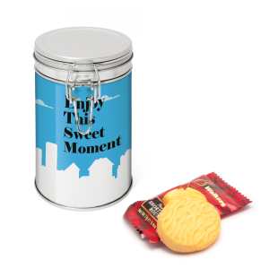 Flip Top Tin - Silver - Shortbread Biscuits, a branded confectionery printed with your logo (view 3)