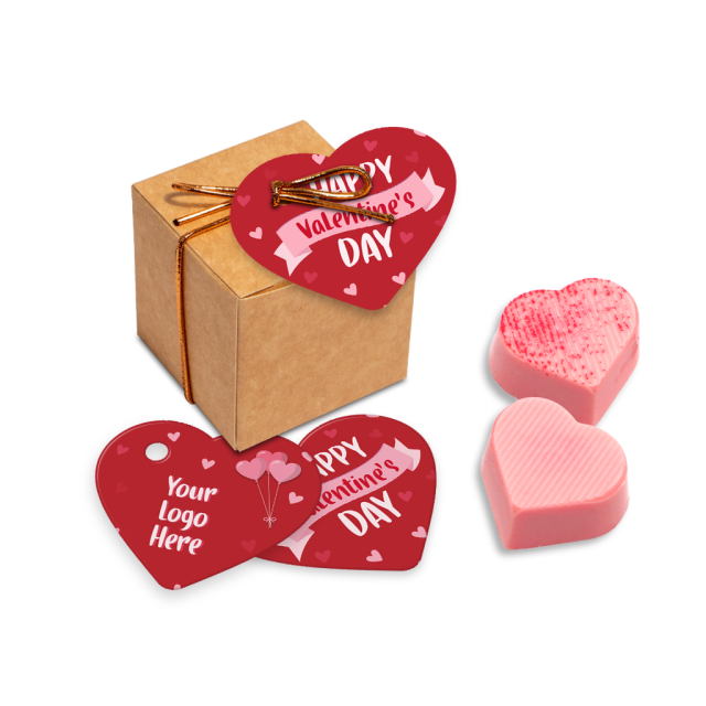 Valentines – Eco Kraft Cube – Raspberry Heart – Chocolate Truffles