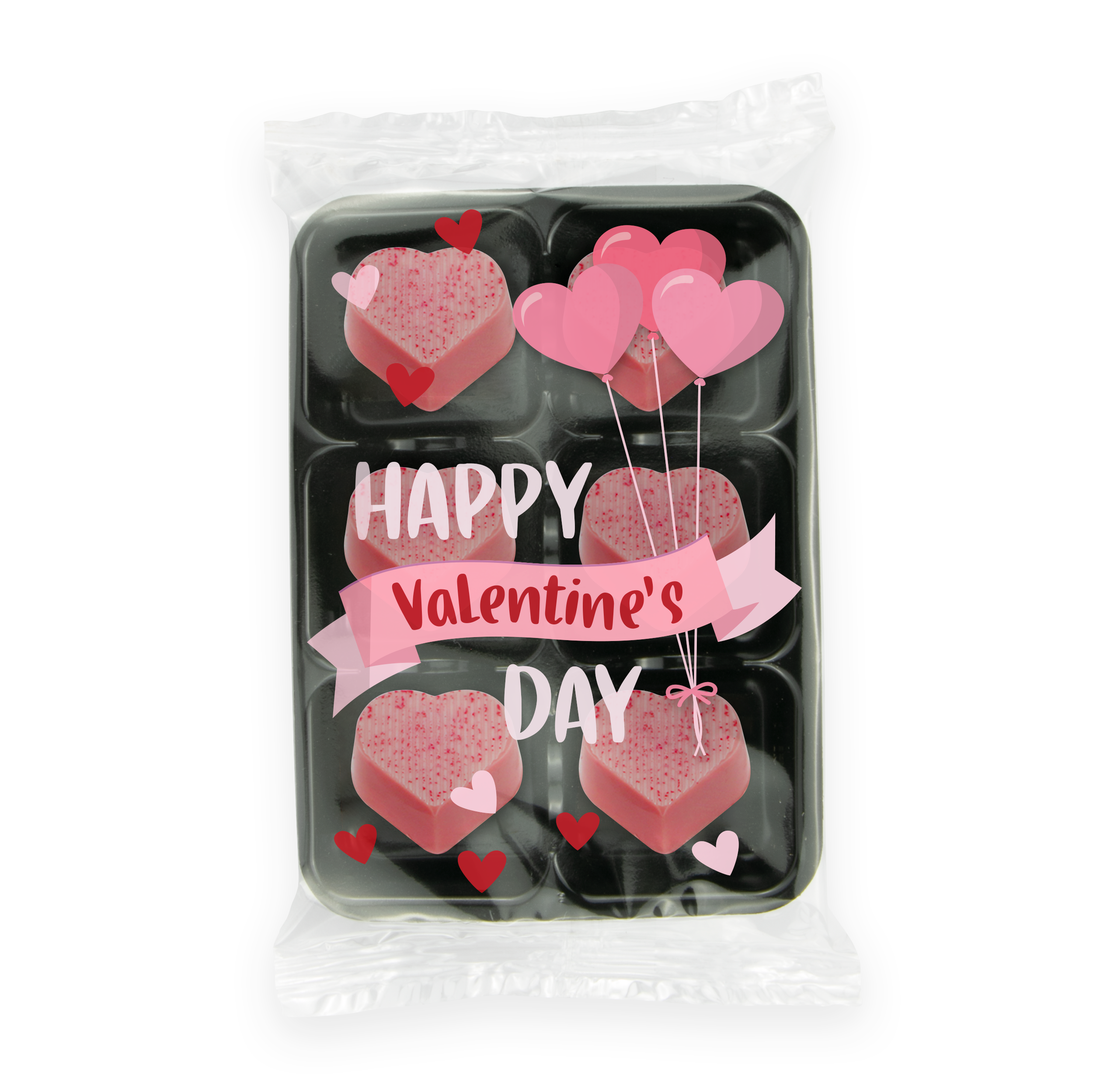 Valentines - Flow Wrapped Tray - Raspberry Heart - Chocolate Truffles