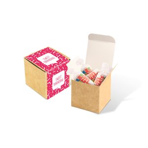 Eco Range - Eco Kraft Cube - Love Hearts®, a branded confectionery printed with your logo (view 3)