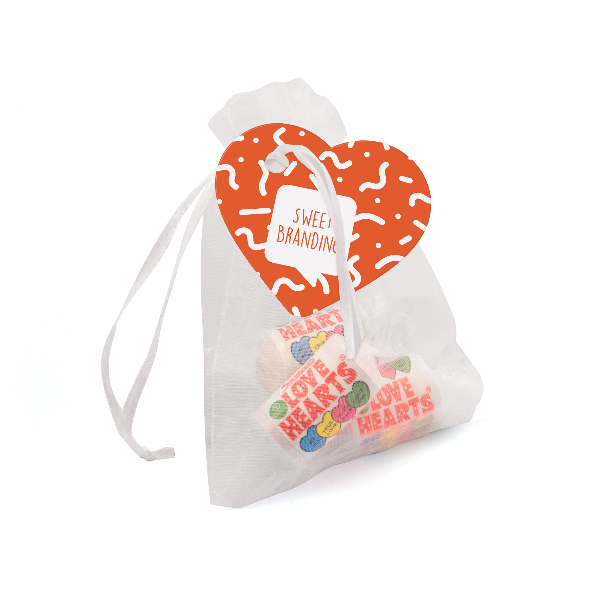Eco Range - Organza Bag - Love Hearts®, a branded confectionery printed with your logo