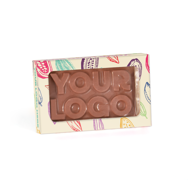 Eco Range – Eco Window Box – Milk Chocolate – 3D Bespoke Milk Chocolate Bar 41% Cocoa