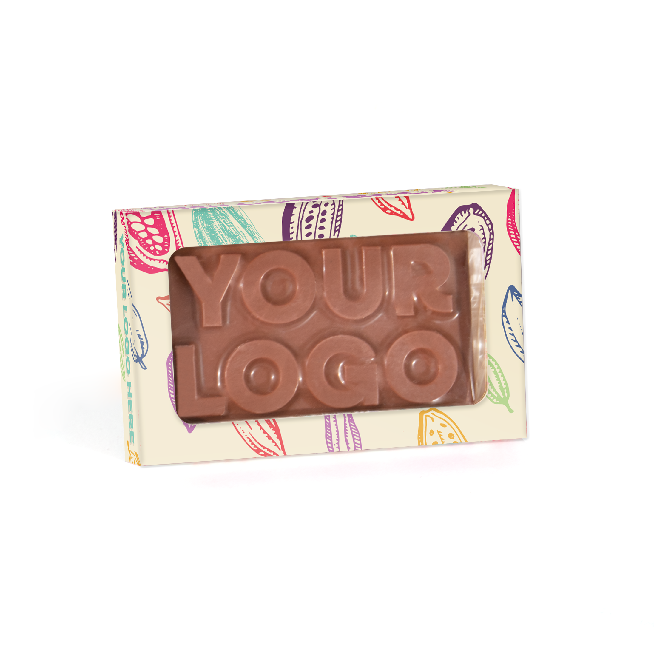 Eco Range - Eco Window Box - Milk Chocolate - 3D Bespoke Milk Chocolate Bar 41% Cocoa