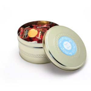 Gold Treat Tin - Mini Shortbread Biscuits, a branded confectionery printed with your logo (view 3)