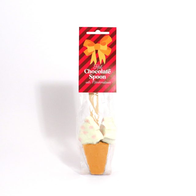 Winter Collection – Eco Info Card – Gold Hot Chocolate Spoon with Festive Marshmallows