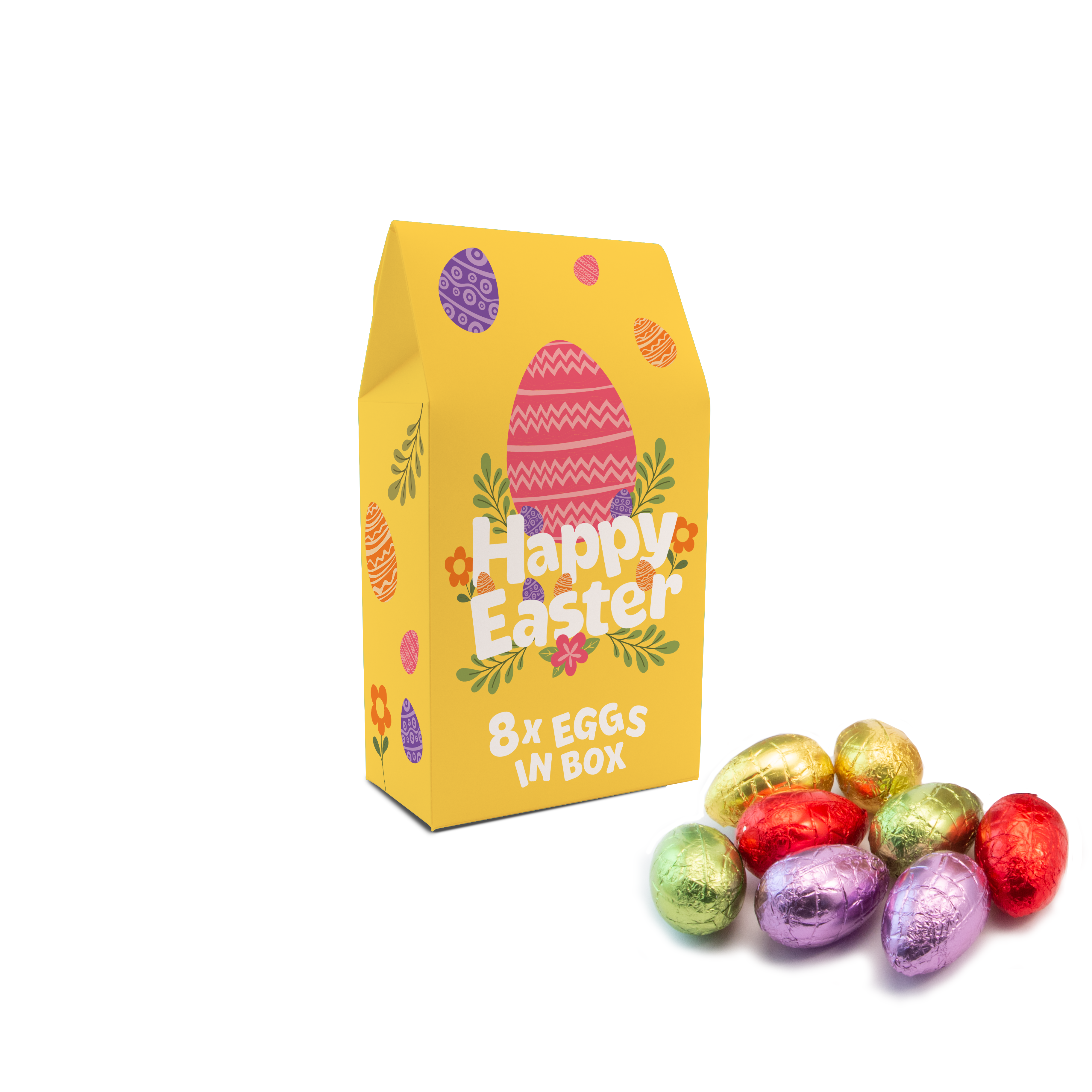 Easter - Eco Carton - Hollow Chocolate Eggs - x8