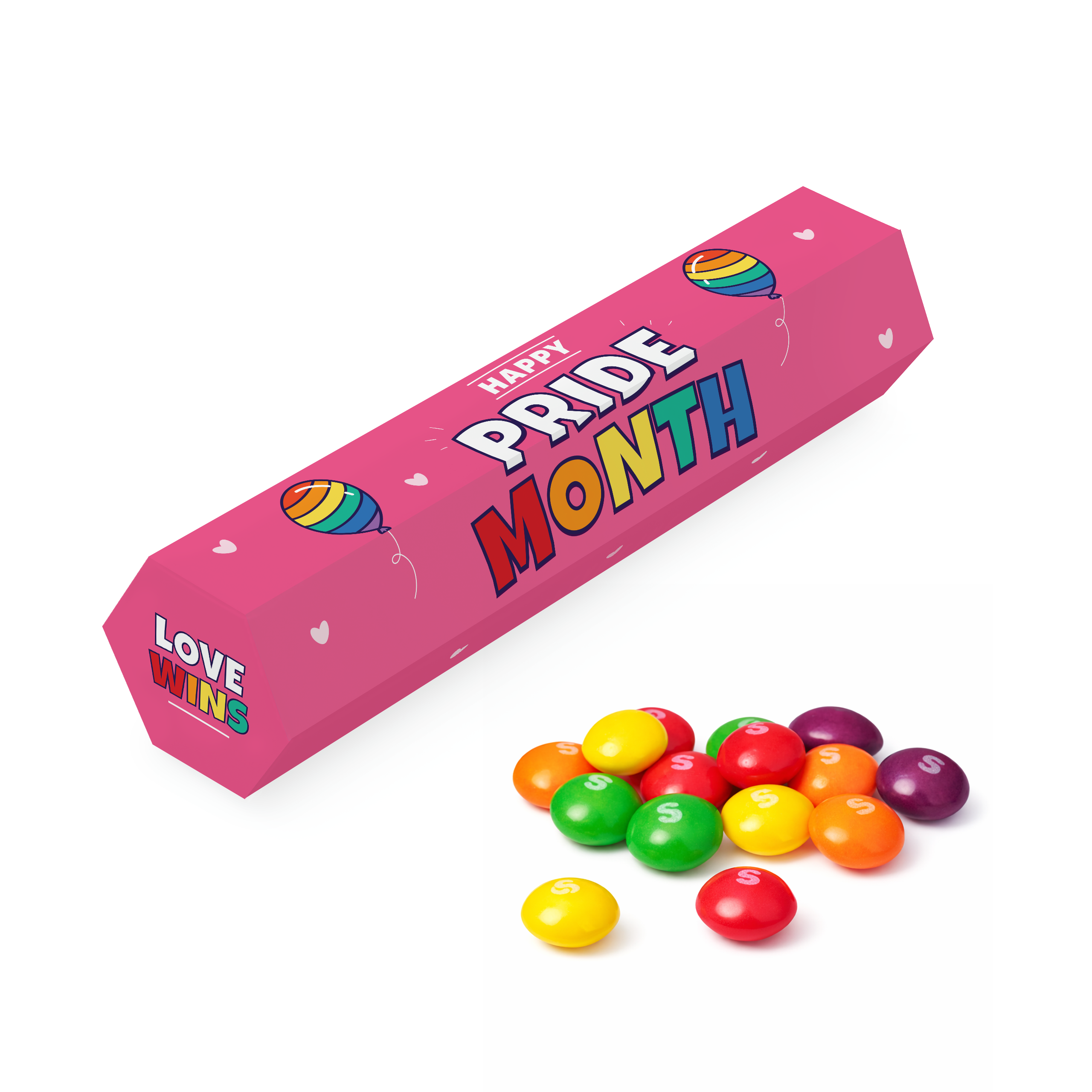 Pride 2026 - Eco Hex Tube Pride - Skittles®, a branded confectionery printed with your logo