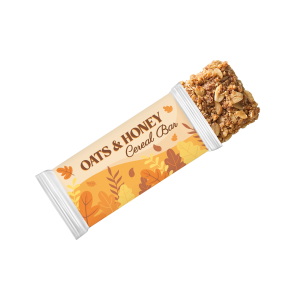 Flow Wrap - Oats & Honey Cereal Bar, a branded snacks printed with your logo (view 3)