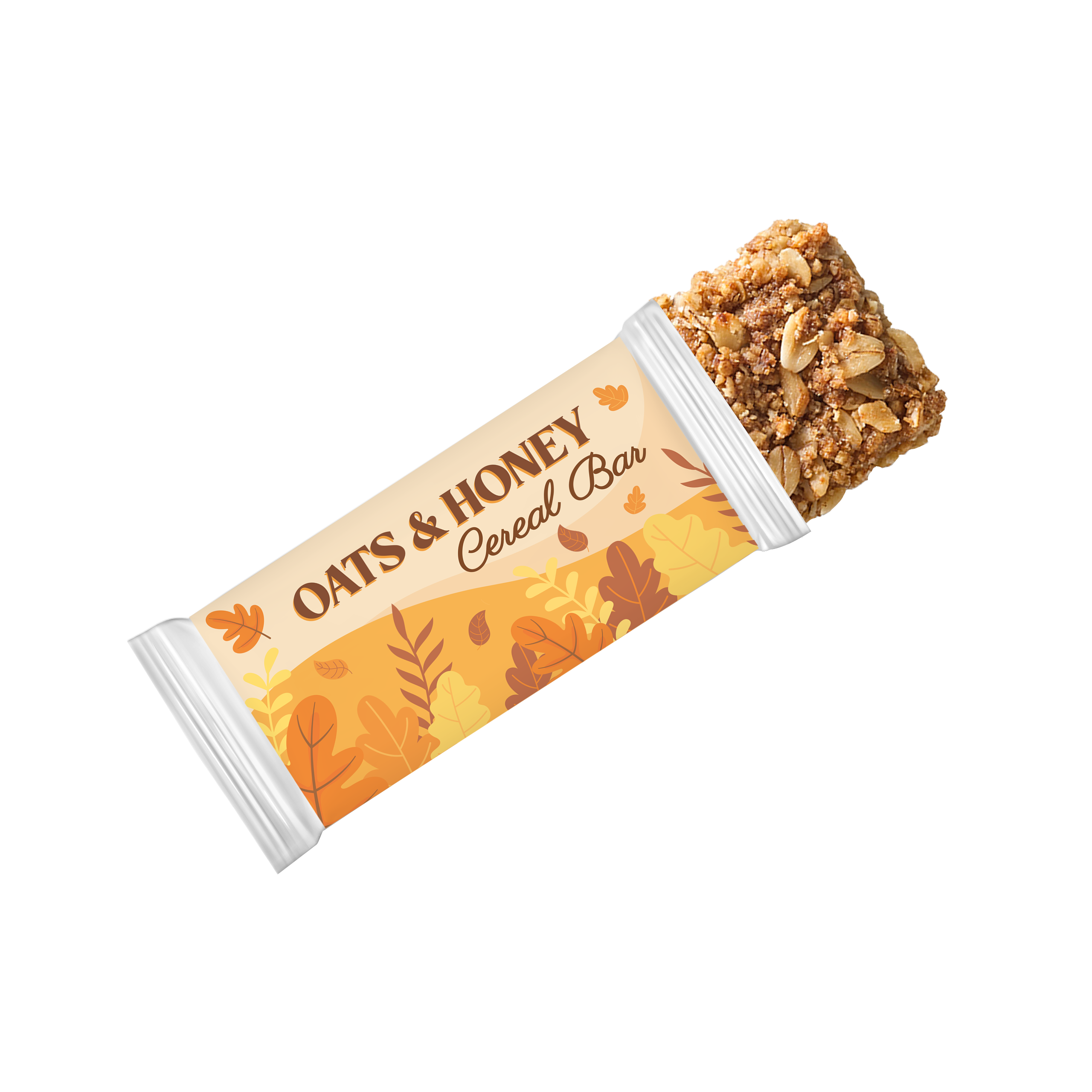 Flow Wrap - Oats & Honey Cereal Bar, a branded snacks printed with your logo