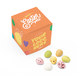 Easter - Eco Maxi Cube - Speckled Eggs, a branded confectionery printed with your logo (view 3)