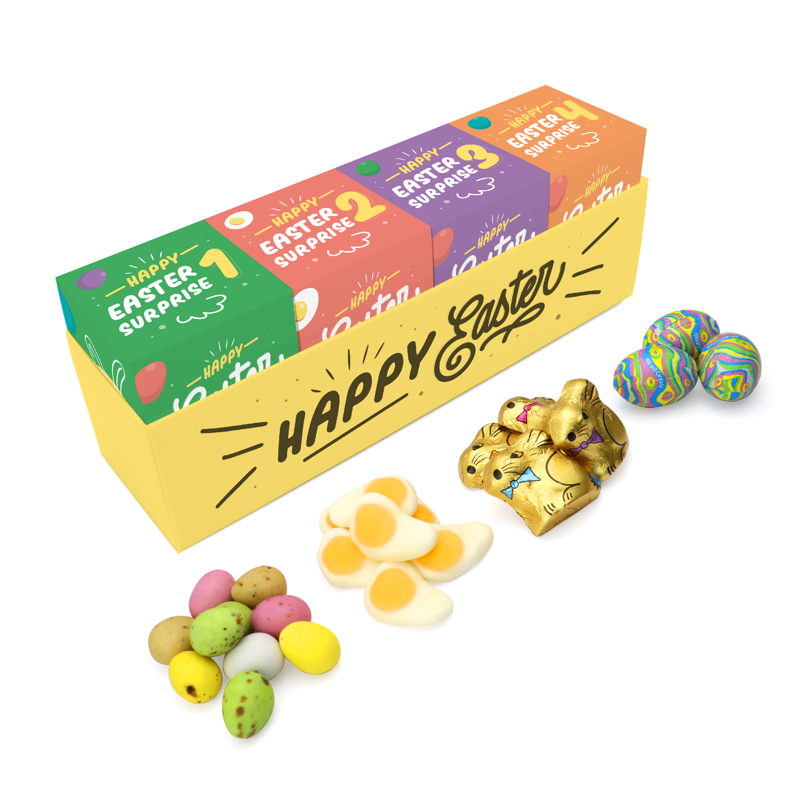 Eco Maxi Share Pack filled with assorted Easter chocolates in eco-friendly packaging, branded with your logo