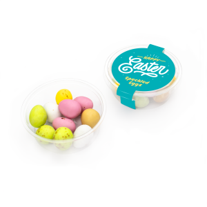 Easter - Eco Midi Pot - Speckled Eggs, a branded confectionery printed with your logo (view 3)