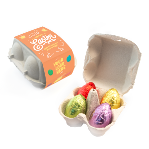 Easter - Egg Box - Hollow Chocolate Eggs - x4, a branded confectionery printed with your logo (view 3)