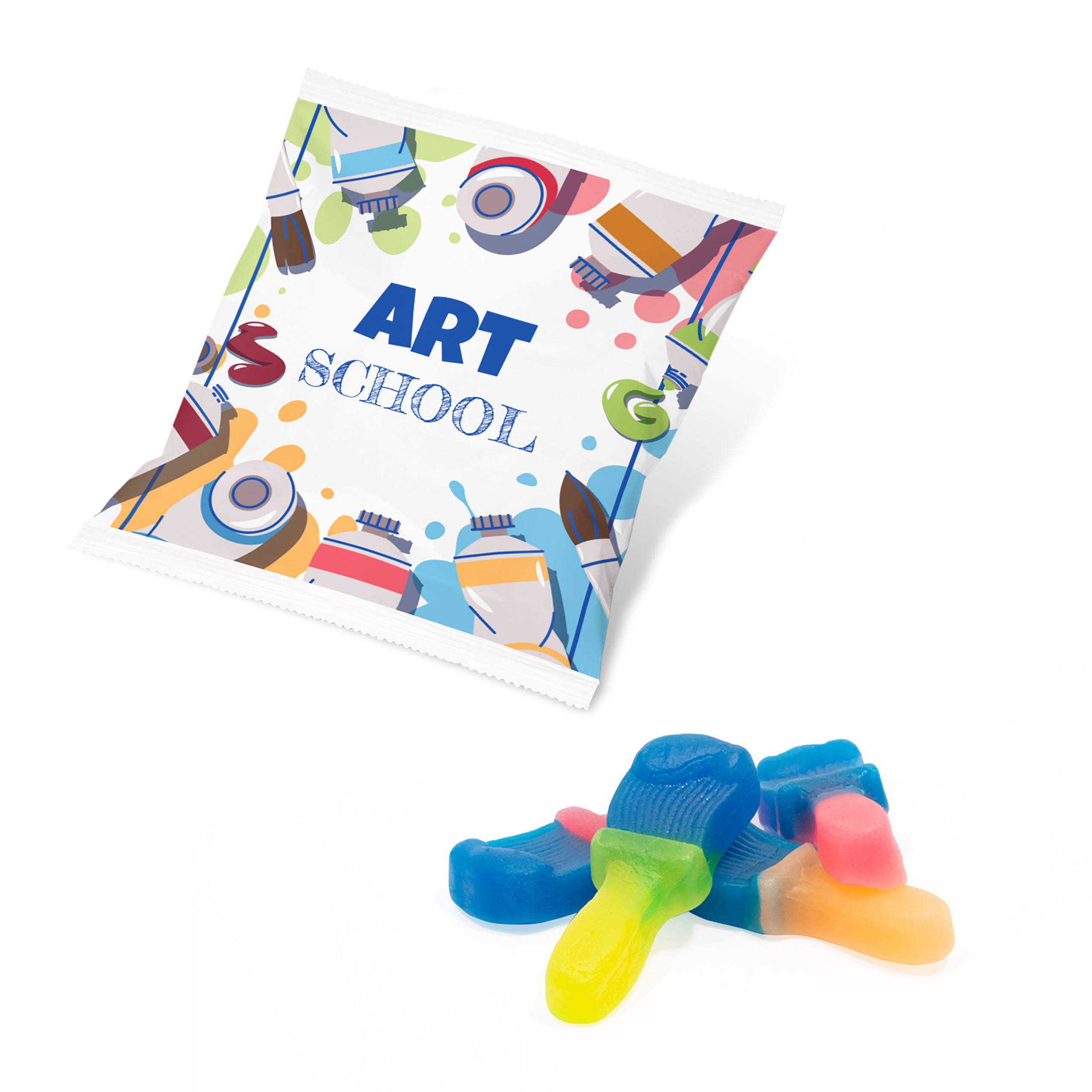Flow Bag - Paint Brushes - 20g, a branded snacks printed with your logo