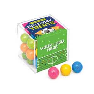 Matchday Treats - Clear Cube - Bubblegum Balls, a branded snacks printed with your logo (view 3)