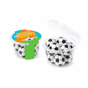 Matchday Treats - Eco Maxi Pot - Chocolate Footballs, a branded confectionery printed with your logo (view 3)