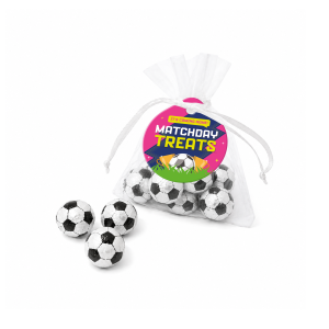 Matchday Treats - Organza Bag - Chocolate Footballs, a branded confectionery printed with your logo (view 3)
