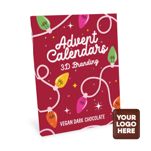 Advent Calendars - Maxi Advent Calendar - Vegan Dark Chocolate - 70% Cocoa - 3D Branding, a branded snacks printed with your logo (view 3)